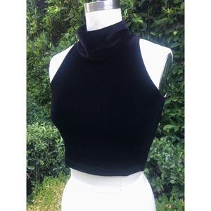American Apparel Cropped Black Velvet Turtleneck